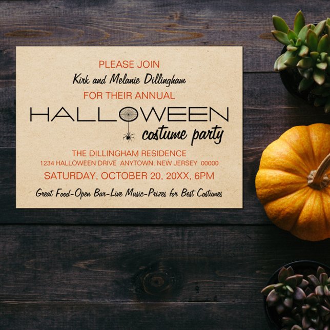 Spindelnät Typografi Halloween-inbjudan Inbjudningar (Spiderweb Typography Halloween Invitation)