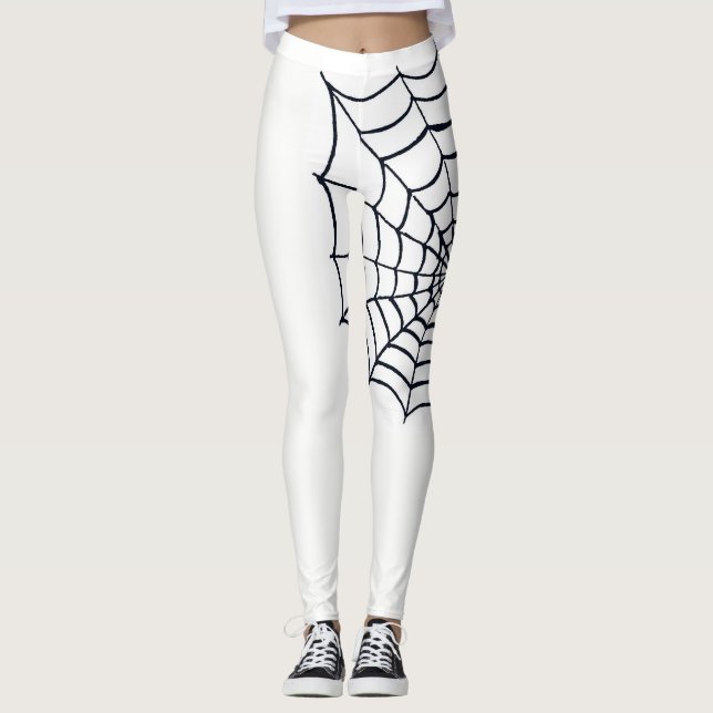Spindelnätdamasker som är svartvit för Halloween Leggings (Framsida)