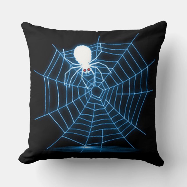 Spindelnätet Black & Blue Halloween Kudde (Framsida)