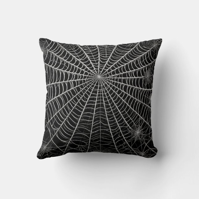Spindelnätet Black & White Spindelnät Halloween Kudde (Baksida)