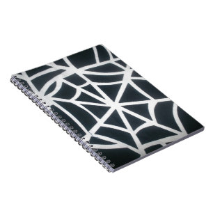 Spindelnätet Bold Black & White Geometric Mönster Anteckningsbok Med Spiral