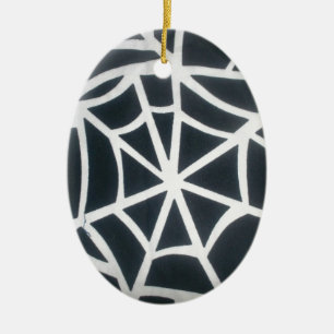 Spindelnätet Bold Black & White Geometric Mönster Julgransprydnad Keramik