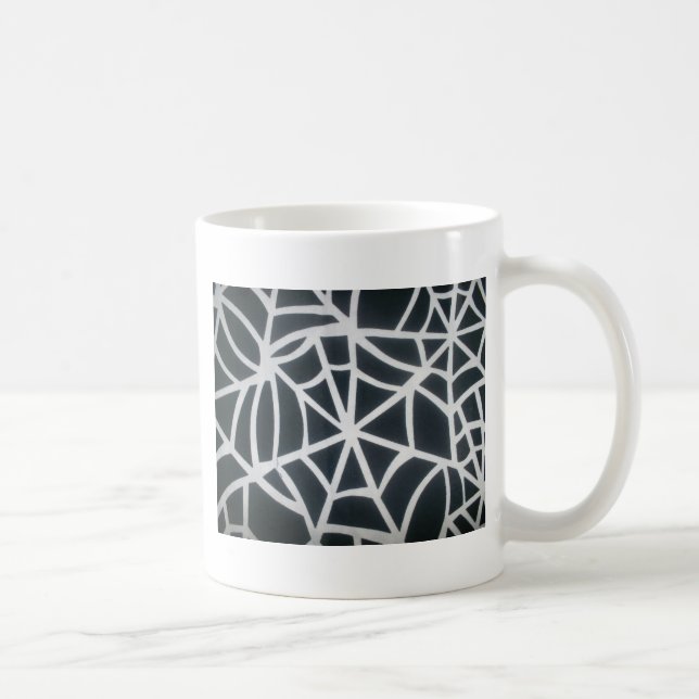Spindelnätet Bold Black & White Geometric Mönster Kaffemugg (Höger)