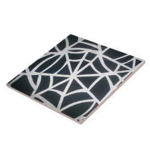 Spindelnätet Bold Black & White Geometric Mönster Kakelplatta