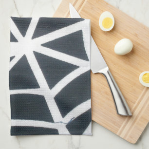 Spindelnätet Bold Black & White Geometric Mönster Kökshandduk