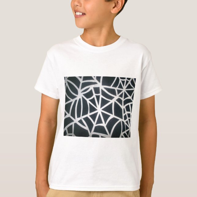Spindelnätet Bold Black & White Geometric Mönster T Shirt (Framsida)