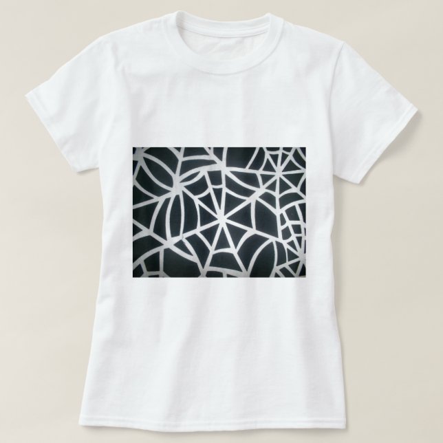 Spindelnätet Bold Black & White Geometric Mönster Tee Shirt (Design framsida)