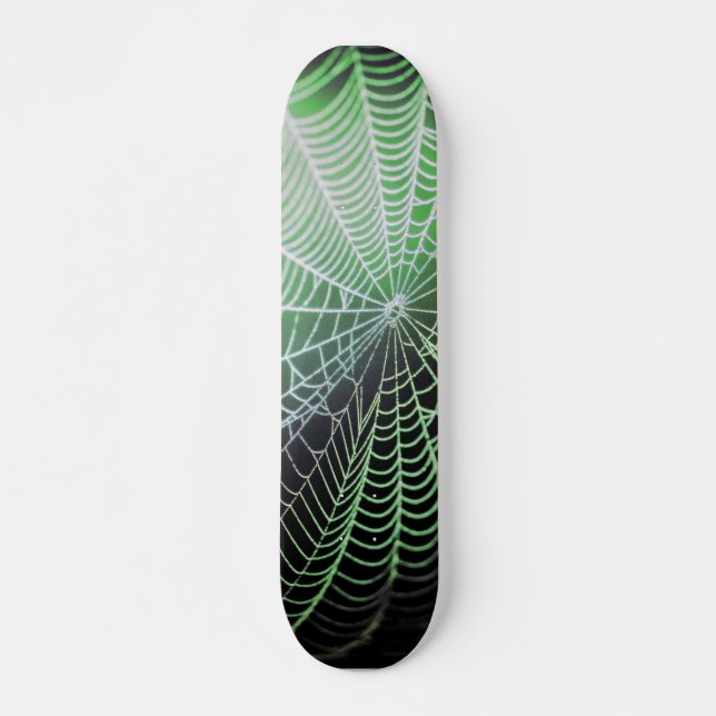 Spindelnätet grönt Black Creepy Spooky Mini Skateboard Bräda 18,5 Cm (Framsida)
