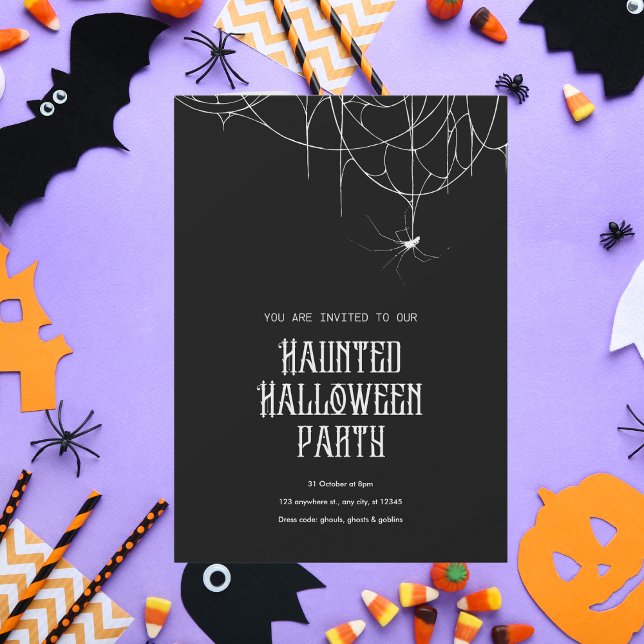 Spindelnätet Halloween fest, drabbat Inbjudningar (Skapare uppladdad)
