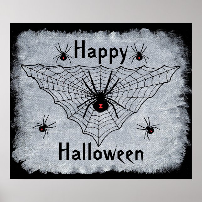 Spindelnätet Happy halloween Black Widow Poster (Framsidan)