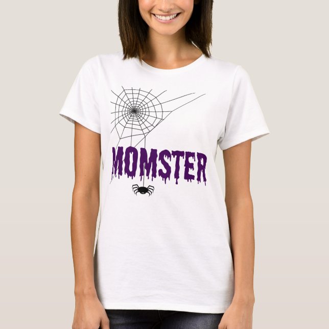 Spindelnätet Momster Lila Dripping Font Tee Shirt (Framsida)