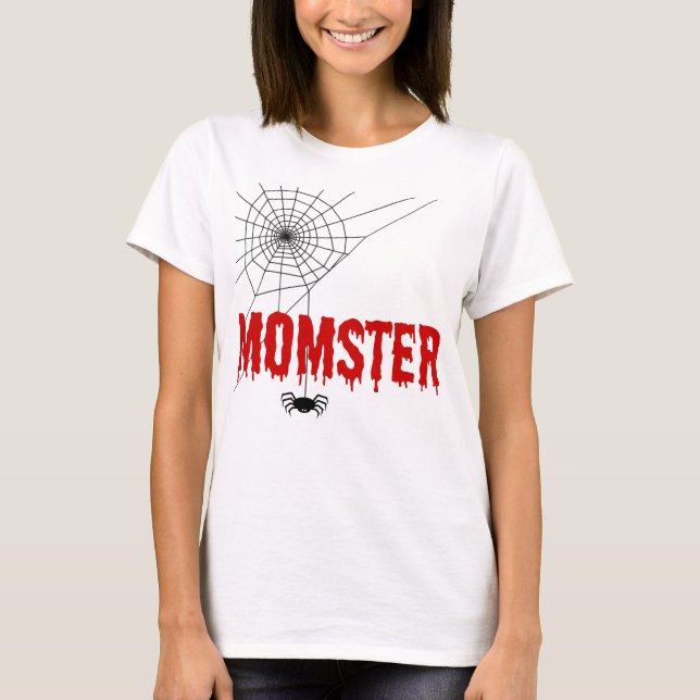 Spindelnätet Momster Red Dripping Font Tee Shirt (Framsida)