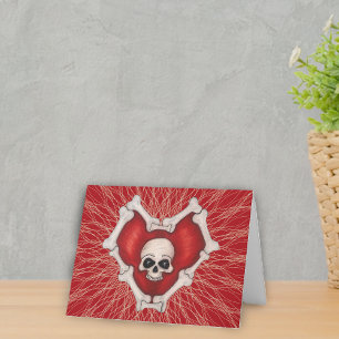 Spindelnätet Röd deoky Heart Bone kontur Skull Kort