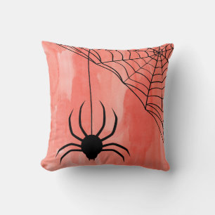 Spindelnätet roligt Happy halloween Watercolor Kudde