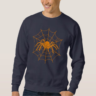 Spindelnätet Spooky Halloween Scary Orange Lång Ärmad Tröja