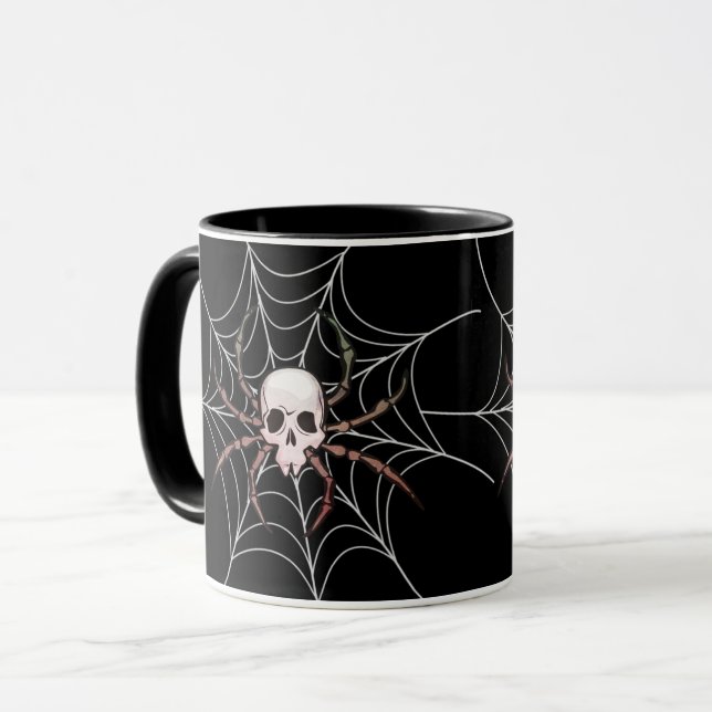 Spindelnätet Spooky Halloween Skull Mugg (Framsida vänster)