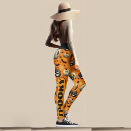 Spindelnätet Spooky Jack o lantern Orange Pumpkin Leggings
