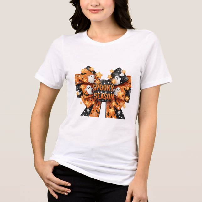 Spindelnätet Spooky Season Halloween Bow Spöken Fl T Shirt (Framsida)