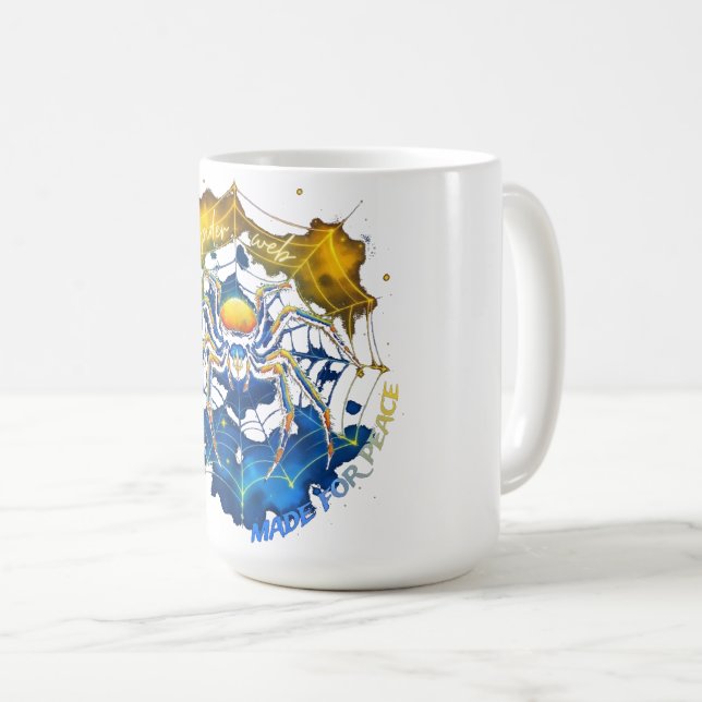 Spindelnätet Ukraina - Framlagt för fredsdesign Kaffemugg (Framsida höger)
