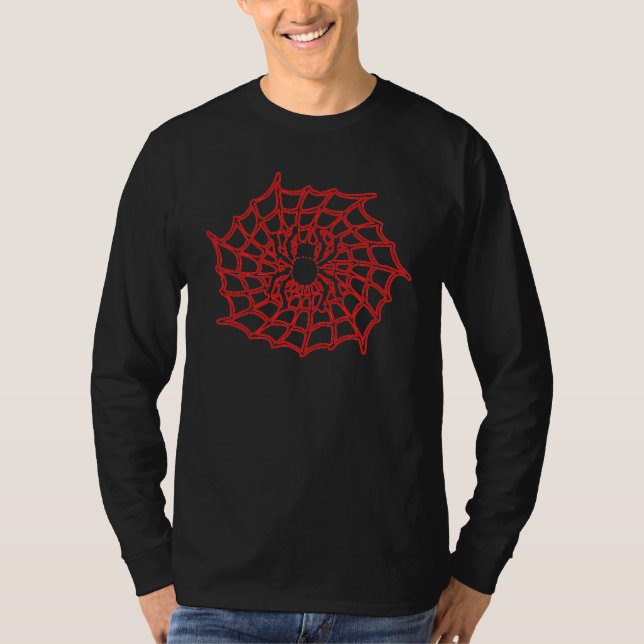 SpindelnätHalloween Long muff T-tröja Tee Shirt (Framsida)