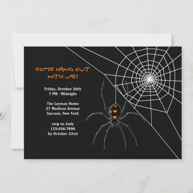 Spindelnäts Halloween-inbjudan Inbjudningar (Framsida)