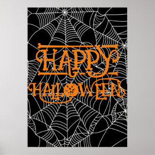 Spindelnäts halvmåne Halloween kostymfest Poster