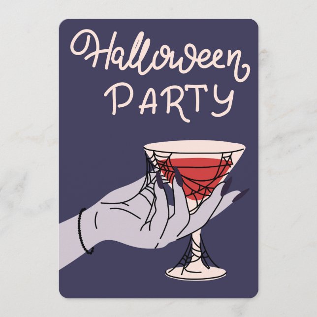Spindelnätscocktail Halloween-fest Julkort (Framsida)