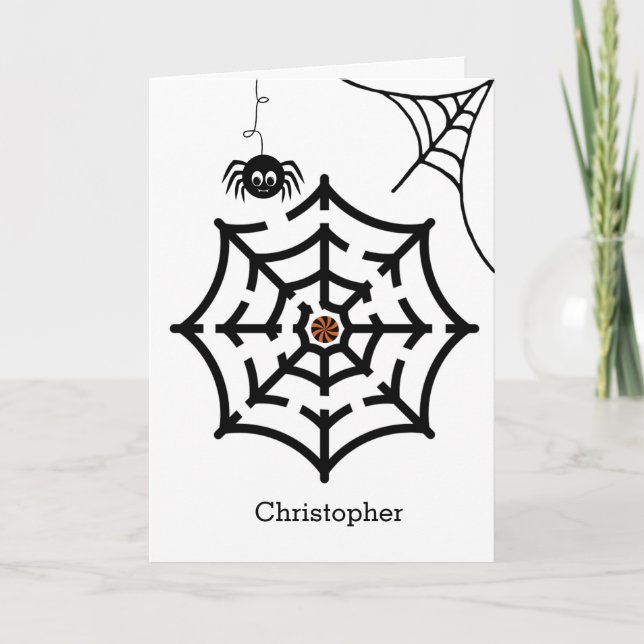 Spindelnätslabyrint Halloween Kort (Framsida)