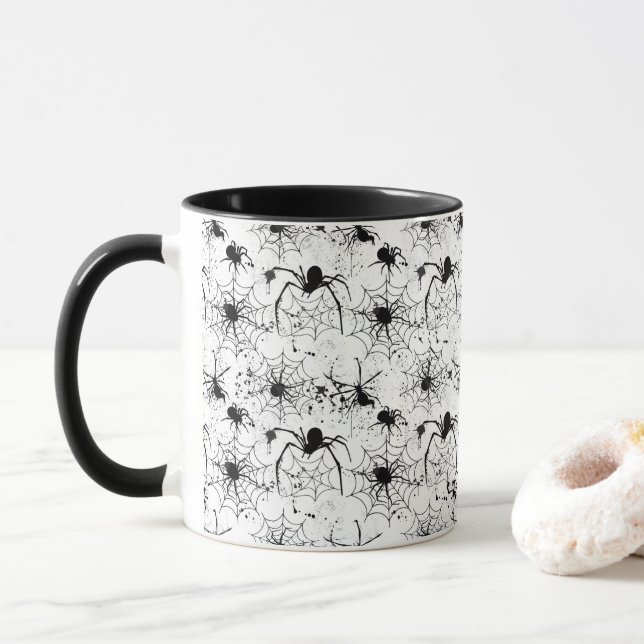 Spindelnätsmönster Halloween  Mugg (Med munk)