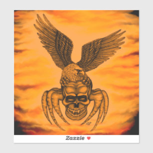 Spindelskalle med Eagle i Tattoo-stil Klistermärken
