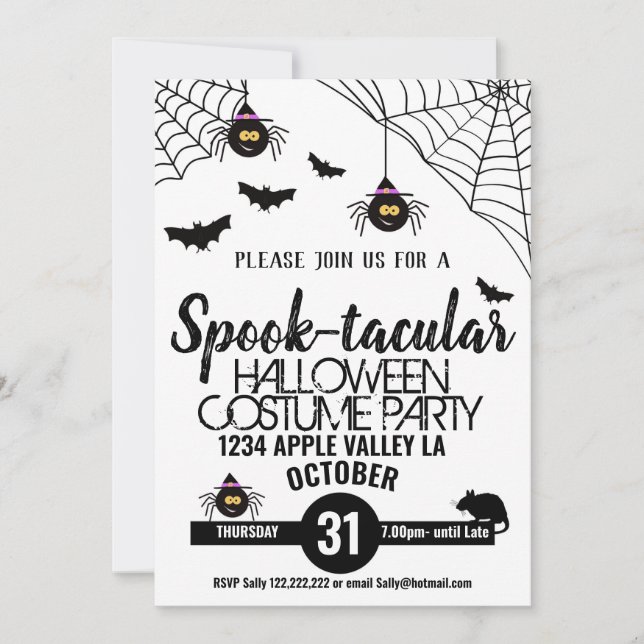spindelspoky halloween fest-saokulär inbjudningar (Framsida)