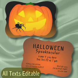 spindelspooktaculär halloween fest jack o lantern inbjudningar