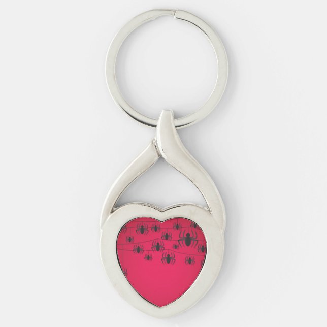 Spindelsträng Twisted Heart Silverfärgad Nyckelring (Framsidan)