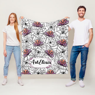 Spindelutskrift av Lila Fleecefilt