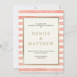 Spindelväv Rosa Akvarellränder & Guld Bokstäver Inbjudningar