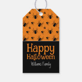 Spindlar Glad Halloween Svart Orange Anpassad Presentetikett