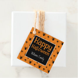 Spindlar Glad Halloween Svart Orange Anpassad text Gåvor Etiketter