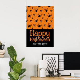 Spindlar Glad Halloween Svart Orange Anpassat namn Poster