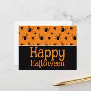 Spindlar Glad Halloweenfest Svart Orange Anpassad Vykort
