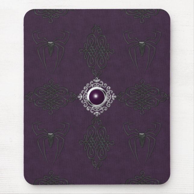 Spindlar & lilor & gotisk Gem Mousepad för silver Musmatta (Framsidan)