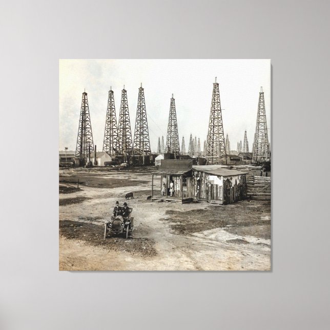 Spindletop Oil fält - Texas 1902 Canvastryck (Framsida)