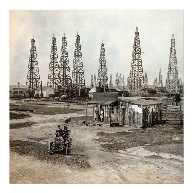 Spindletop Oil fält - Texas 1902 Fototryck (Framsidan)