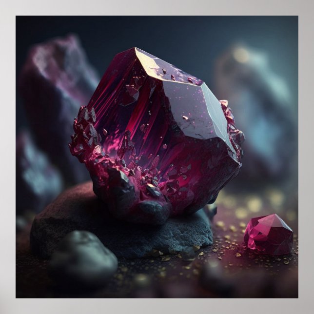 Spinel Crystal Macro, Vibrant Gemstone Art Poster (Framsidan)