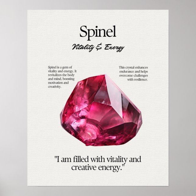 Spinel Gem Crystal, betyder kort Poster (Framsidan)