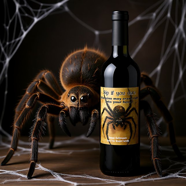 🕷️ Spinklämmande spindelspets HALLOWEEN Bash Vinflaska Etikett (Spine-tingling Spider HALLOWEEN Bash Wine Label)