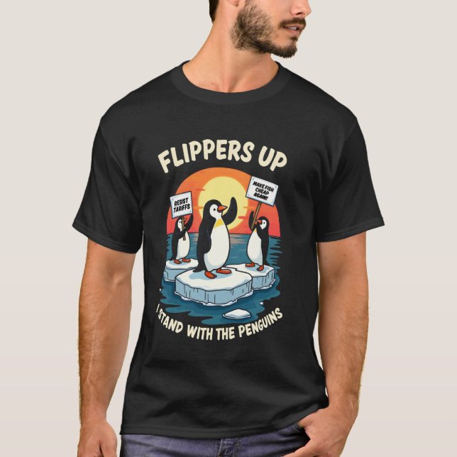 Spinklanare Resistant Penguins protesttest mot T Shirt (Framsida)