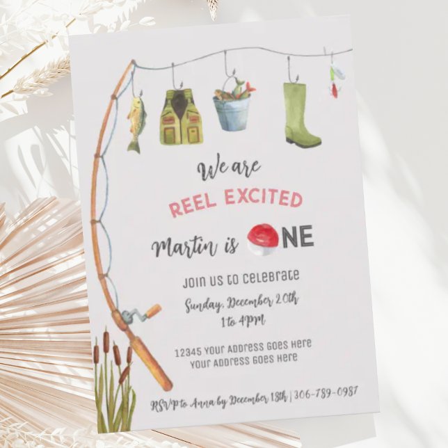 Spinnande rolig fiskefödelsedagsinbjudan inbjudningar (Skapare uppladdad)