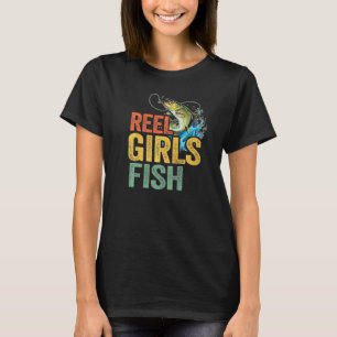 Spinnande tjejer fiskar bassfiske Fiskarkvinna Mam T Shirt