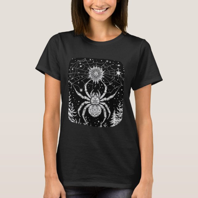 Spinne Magische Spinne bei Nacht Sternenhimmel T Shirt (Framsida)