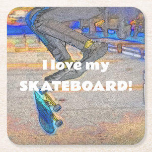 Spinning av däcket - Skateboard Trick Underlägg Papper Kvadrat